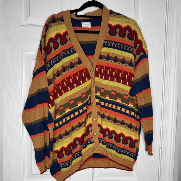 United Colors Of Benetton Sweaters - UNITED COLORS OF BENETTON‎  chunky colorful button front cardigan sweater M